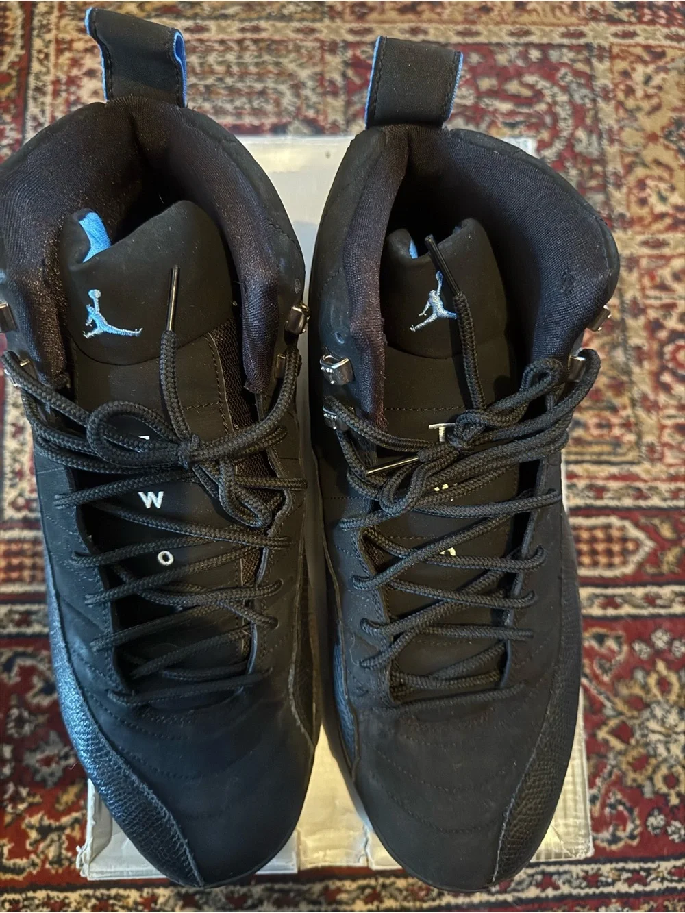 Jordan 12 Retro Nubuck - Men's Black High-Top Sneakers with Silver Accents